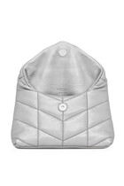 Small Puffer Pouch in Quilted Lamé Leather